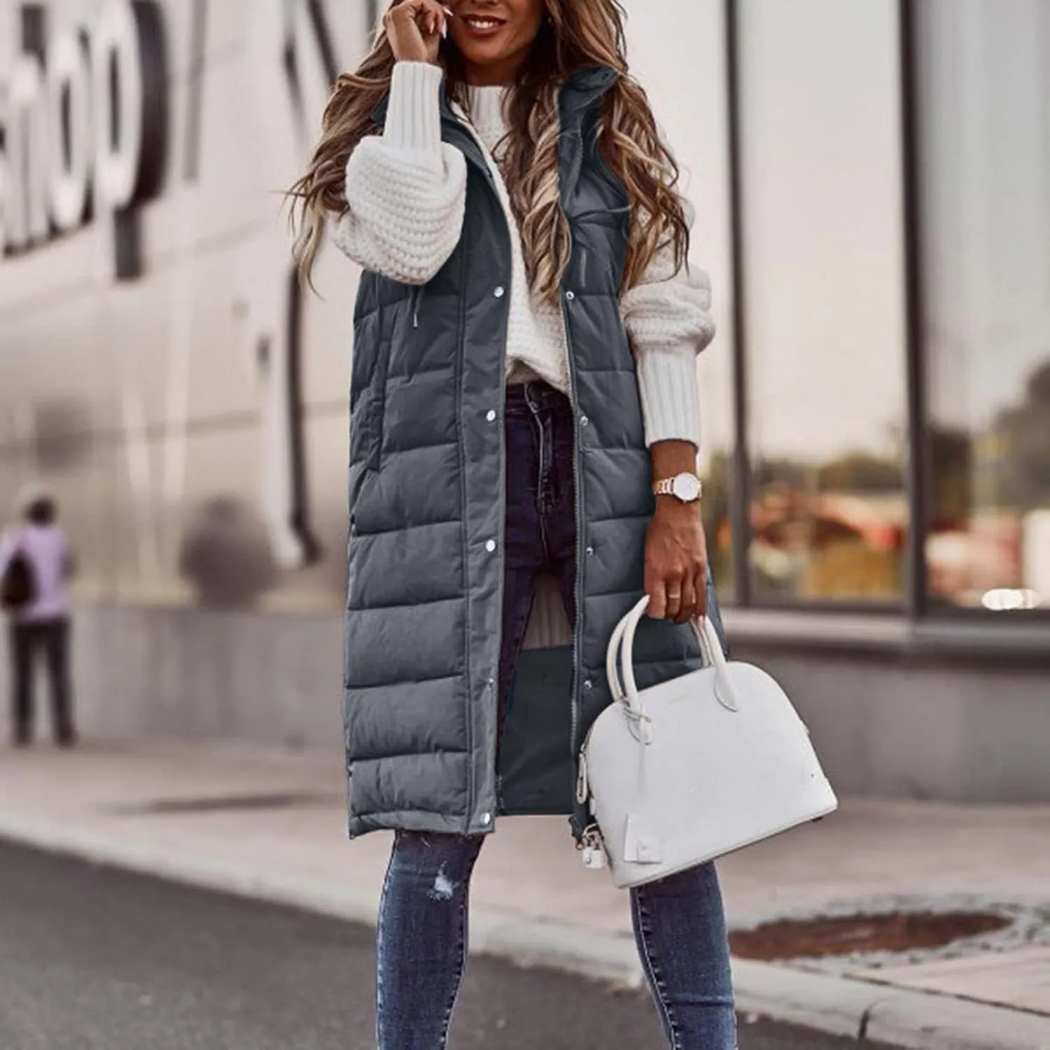 LCMTWX Womens Cardiagn Womens Winter Short Vest Lightweight Sleeveless Warm Jacket Down Vest Padded Vest Check Coat