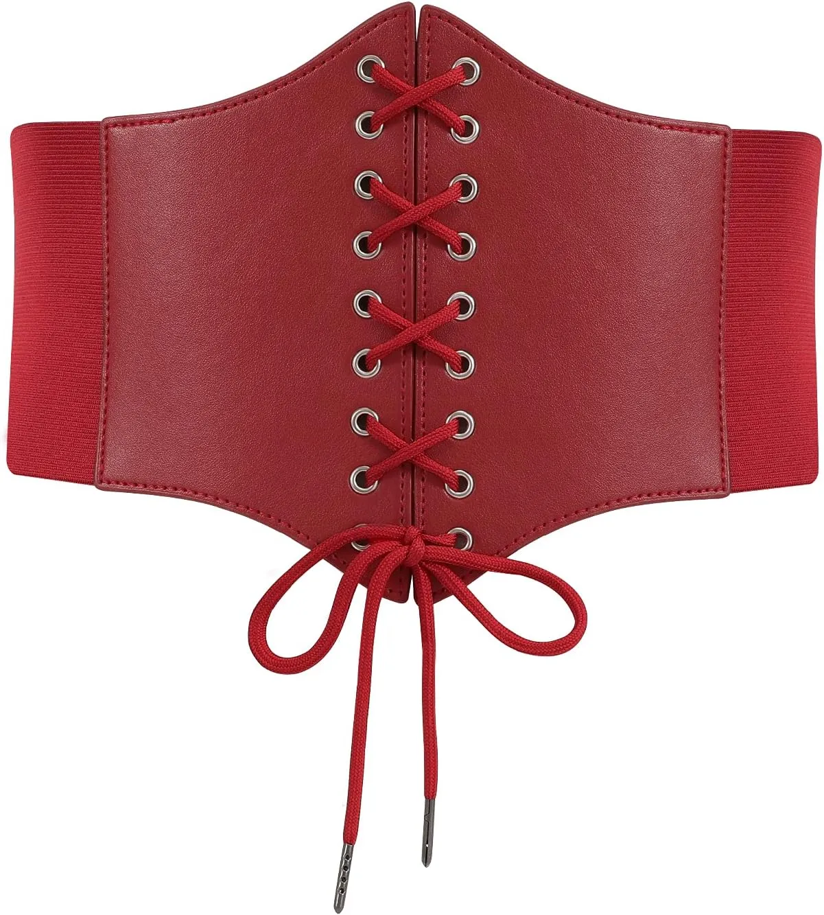 LEACOOLKEY Women Black Tied Waspie Belt, Lace-up Cinch Belt, Corset Elastic Waist Belt