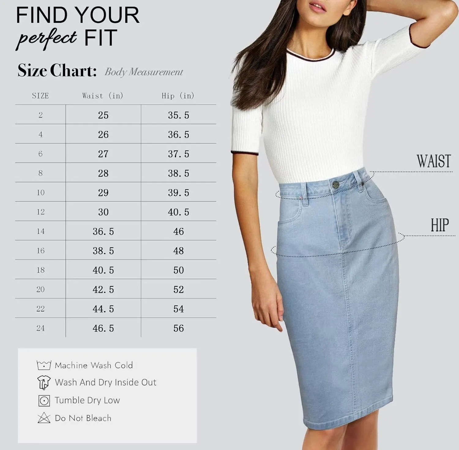 Lexi Womens Super Comfy Stretch Denim Skirt