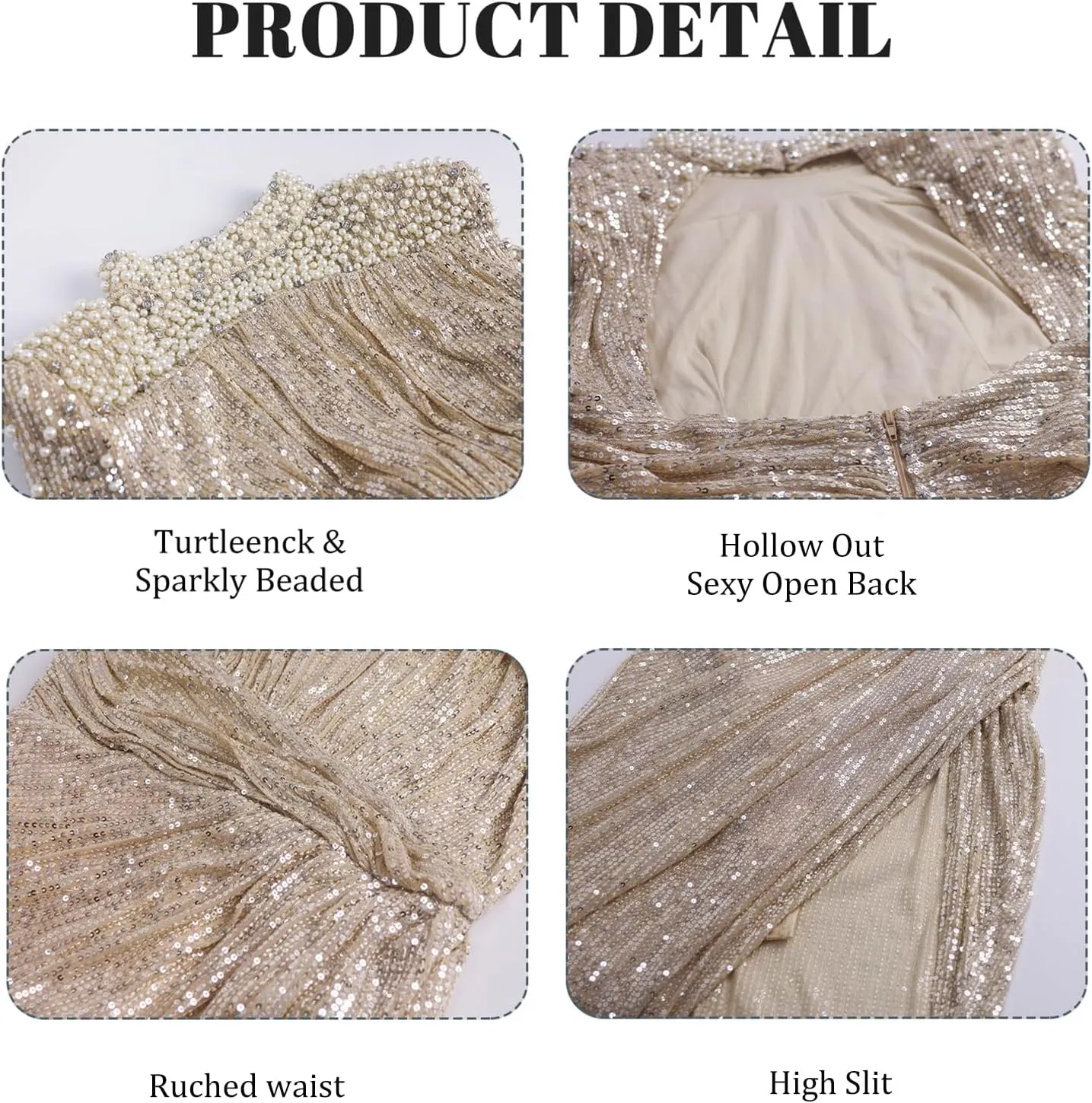 Long Sleeve Backless Dress Mesh Rhinestone Birthday Dress Ruched Prom Dress