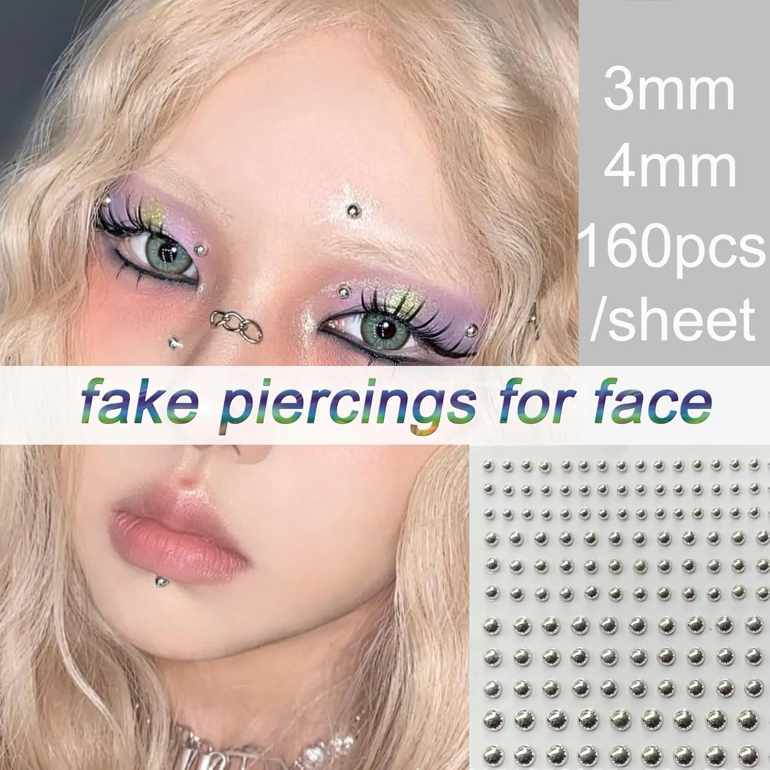 Longita Fake Piercings - Nose Ring, Eyebrow, Lip Ring, Labret Studs & More - Adhesive Face Jewelry