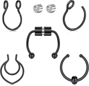 Longita Fake Piercings - Nose Ring, Eyebrow, Lip Ring, Labret Studs & More - Adhesive Face Jewelry