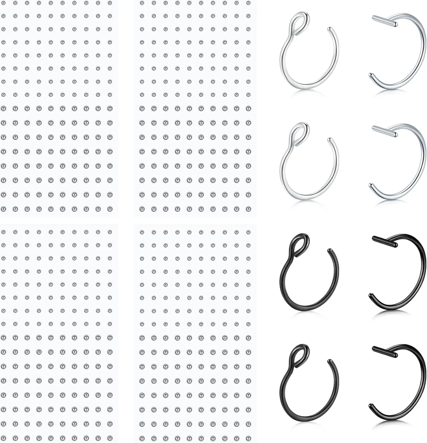 Longita Fake Piercings - Nose Ring, Eyebrow, Lip Ring, Labret Studs & More - Adhesive Face Jewelry