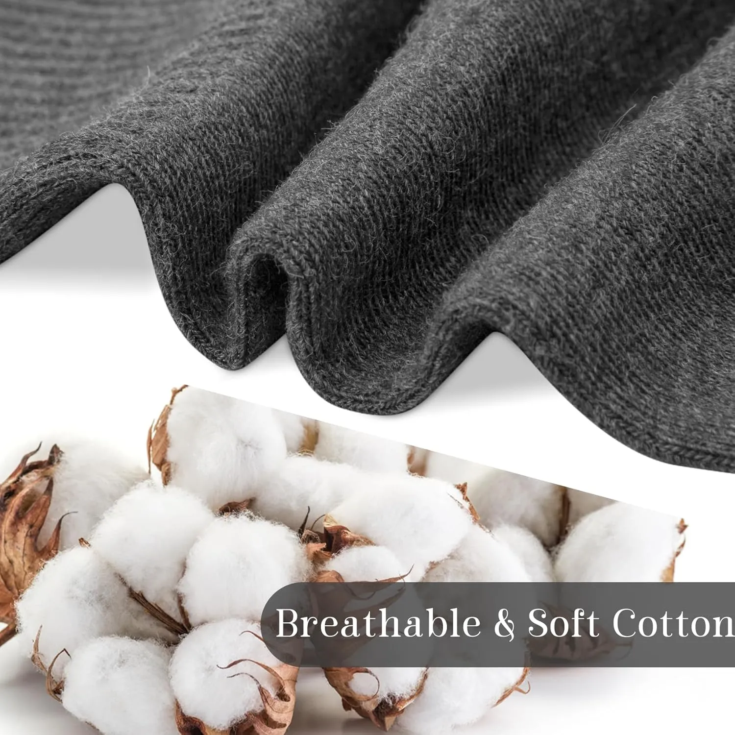 Loritta 5 Pairs Cotton Socks for Women Casual Comfy Crew Sock Stretchy Calf Slouch Boot Socks