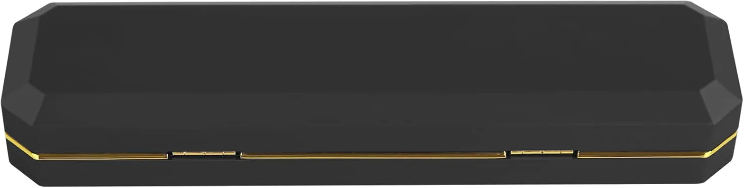 Luxury LED Necklace Long Chain Gift Box with LED Light, Velvet Jewelry Box Storage Case Organizer Holder (Black)