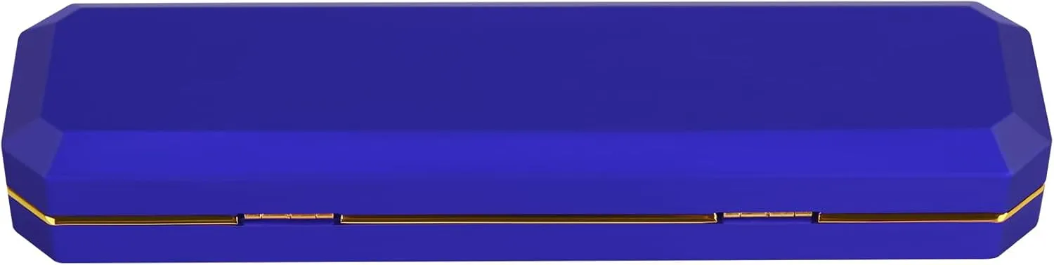 Luxury LED Necklace Long Chain Gift Box with LED Light, Velvet Jewelry Box Storage Case Organizer Holder (Blue)