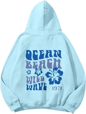 Meet Me 1962 At The Ocean Hoodies Long Sleeve Hooded Sweatshirt Trendy Letter Print Cute Preppy Y2K Pullover Tops