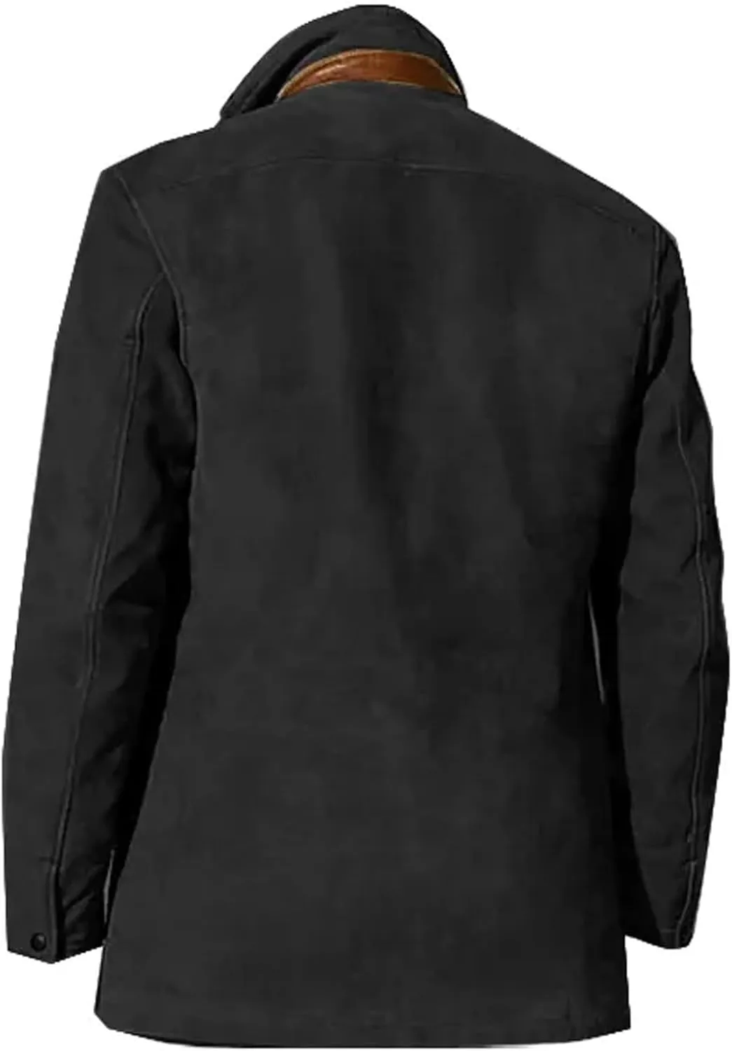 Men 2024 Autumn Winter Solid Color Warm Jacket Casual Trendy Leather Zipper Long Sleeve Coat Top with Pockets