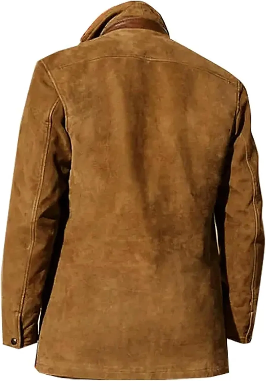 Men 2024 Autumn Winter Solid Color Warm Jacket Casual Trendy Leather Zipper Long Sleeve Coat Top with Pockets
