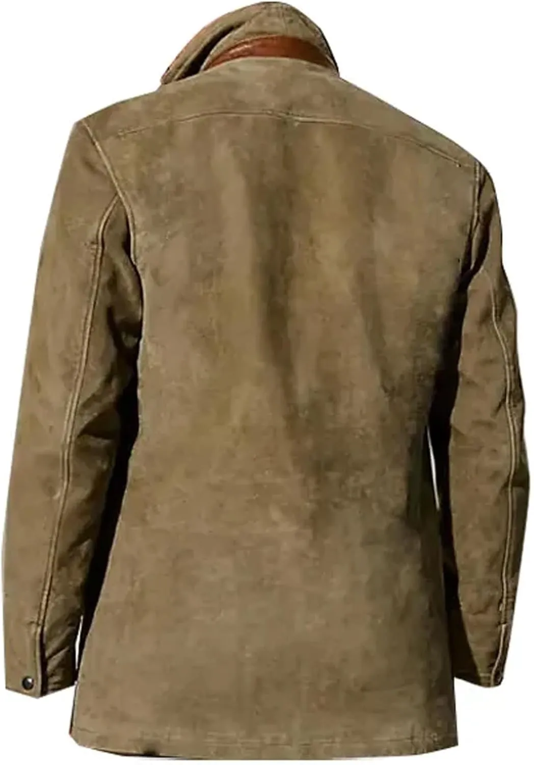 Men 2024 Autumn Winter Solid Color Warm Jacket Casual Trendy Leather Zipper Long Sleeve Coat Top with Pockets