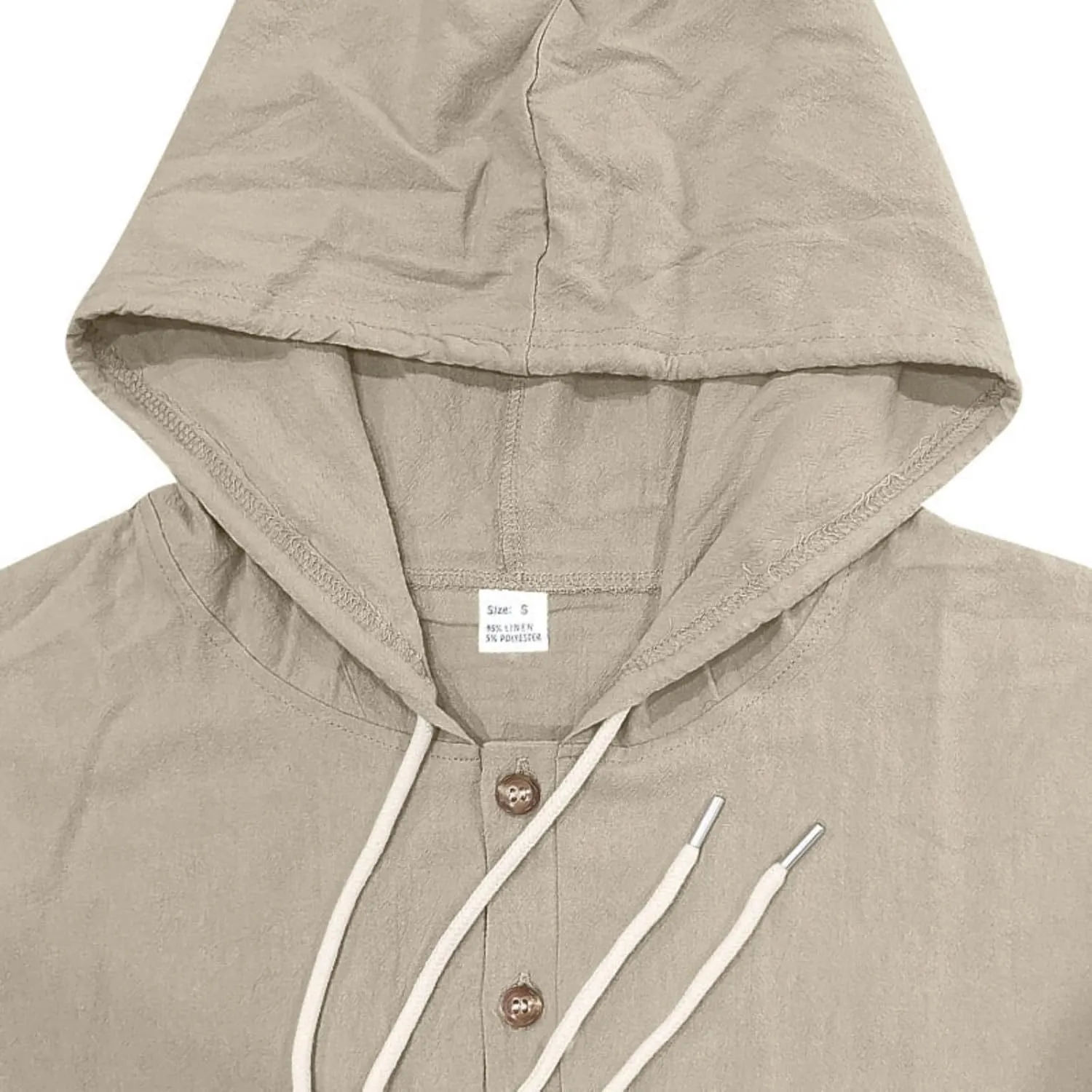 Men Cotton Linen Long Sleeve Button Down Shirt Summer Casual Beach Tops Lightweight Hoodies with Pockets