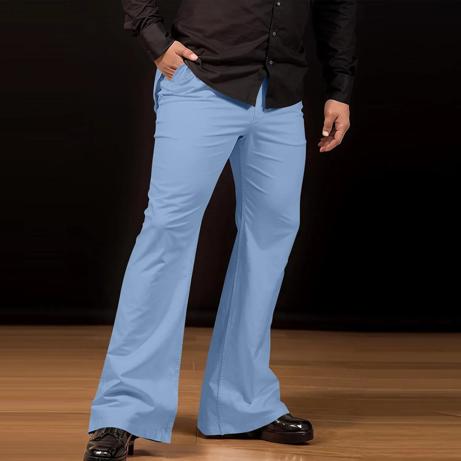 Mens Bell Bottoms Pants 70S Disco Jeans Pants Vintage Denim Pant Slim Fit Flared Pant Stretch Twill Trousers