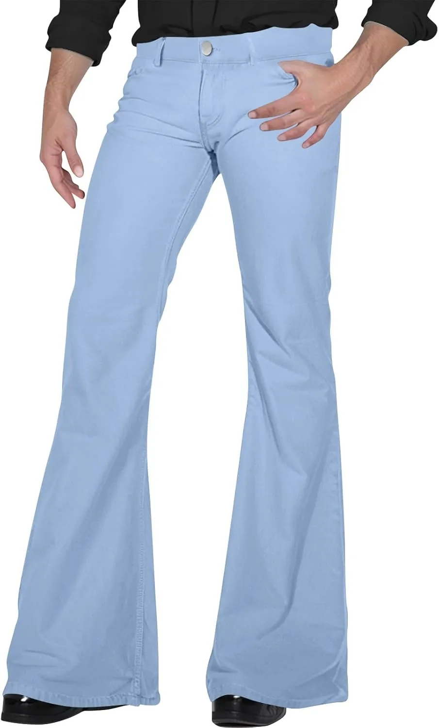 Mens Bell Bottoms Pants 70S Disco Jeans Pants Vintage Denim Pant Slim Fit Flared Pant Stretch Twill Trousers