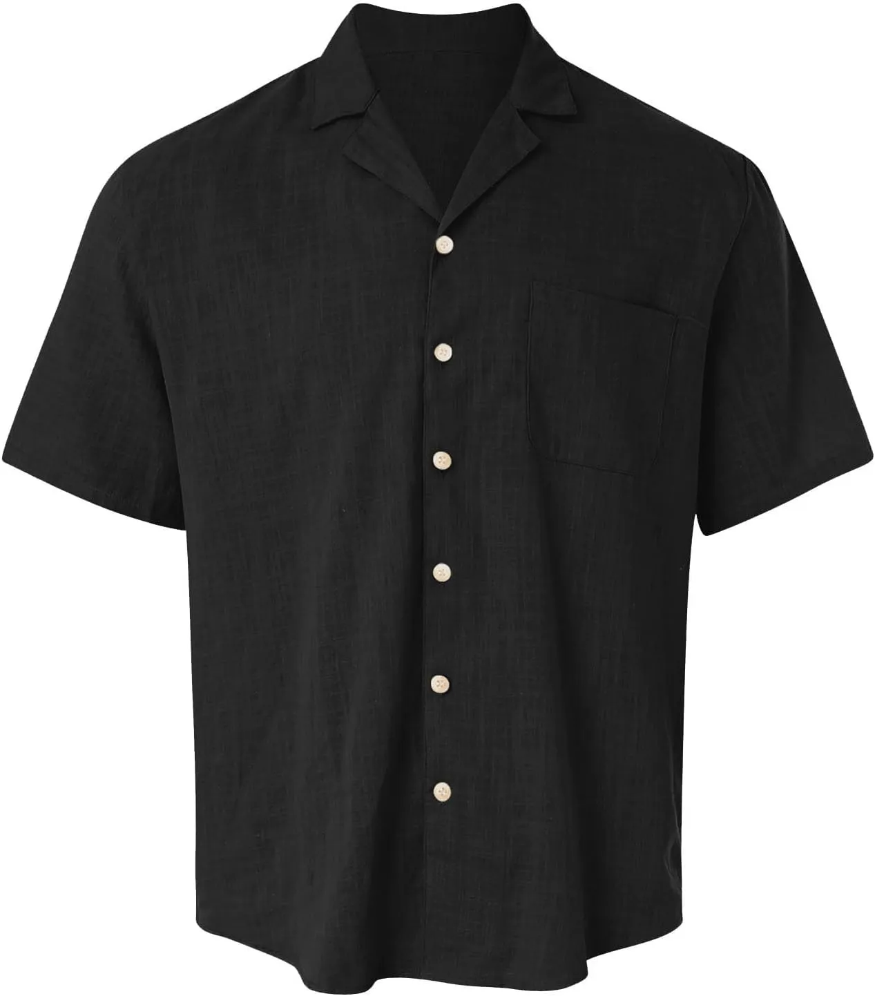 Men's Button Up Cuban Guayabera Shirt Casual Short Sleeve Solid Color Buttons Down Summer Dress Shirts Tops, M-5XL
