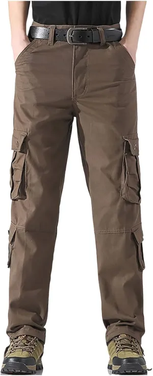 Men's Cargo Pants Classic Fit Pants Cotton Mens Work Pants Casual Elastic Waist Men Hiking Pants 6 Pcckets