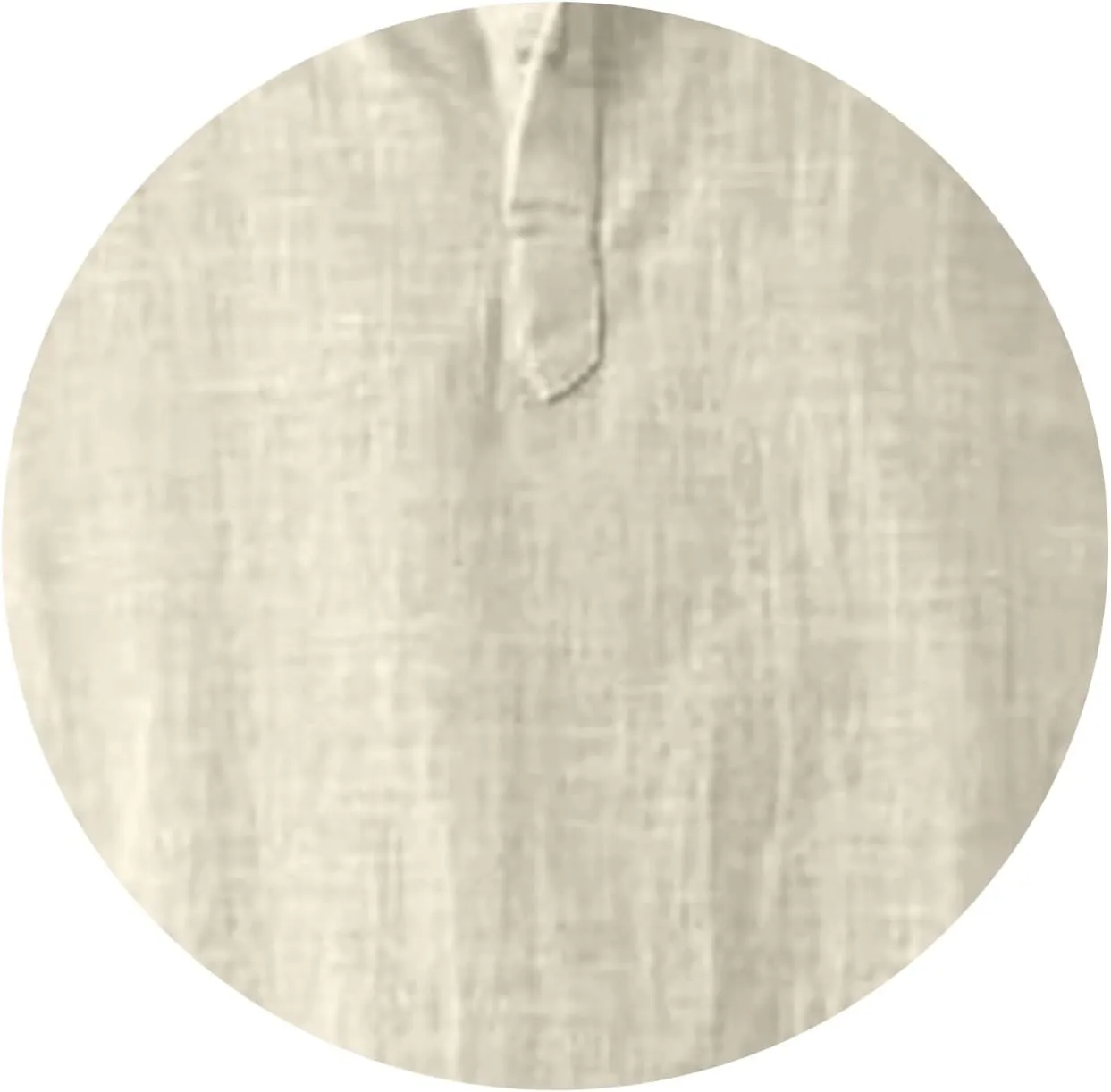 Mens Cotton Linen Shirts Solid Color Long Sleeve Pullover Shirts Button Stand Collar Beach Tops for Summer Vacation