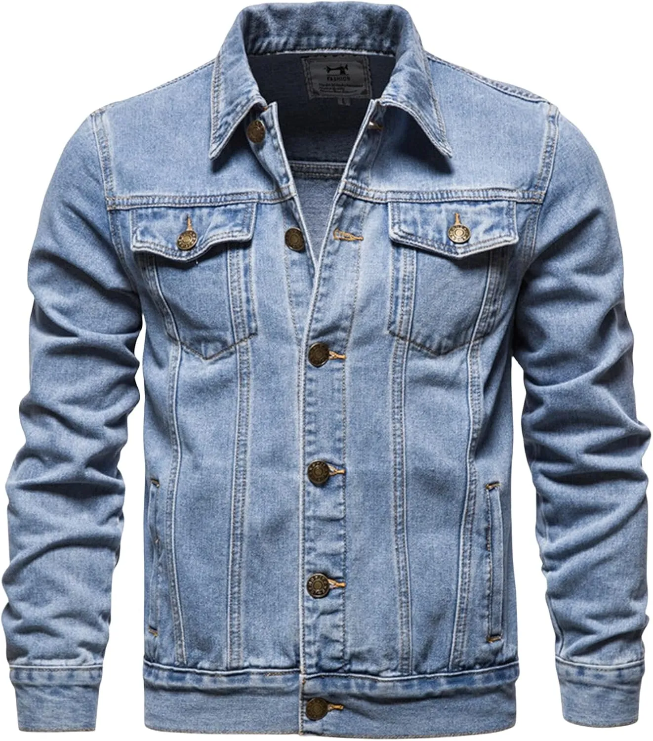Mens Denim Trucker Jackets Slim Fit Mens Jeans Jacket Classic Outwear Coat Long Sleeve Plus Size Jean Jacket for Men