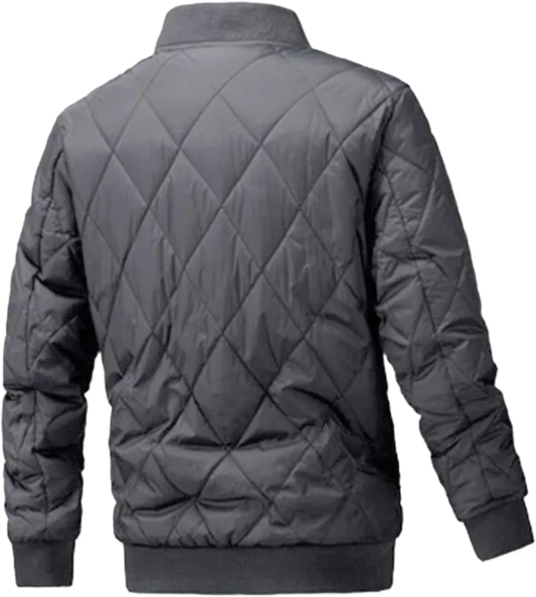 Mens Flight Bomber Jackets Diamond Quilted down Jacket Long Sleeve Lightweight Coats Warm Padded Fall Winter Coats
