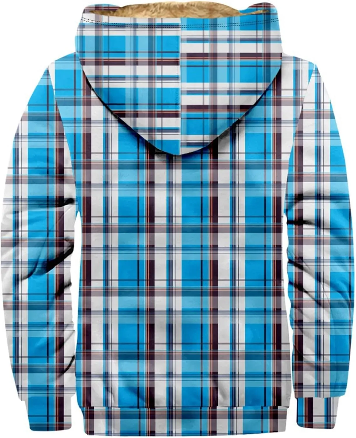Mens Full Zip Fleece Sweatshirt Flannel Sherpa Lined Shirt Jacket Plaid Cotton Hoodies Coat Big Tall Winter Jackets