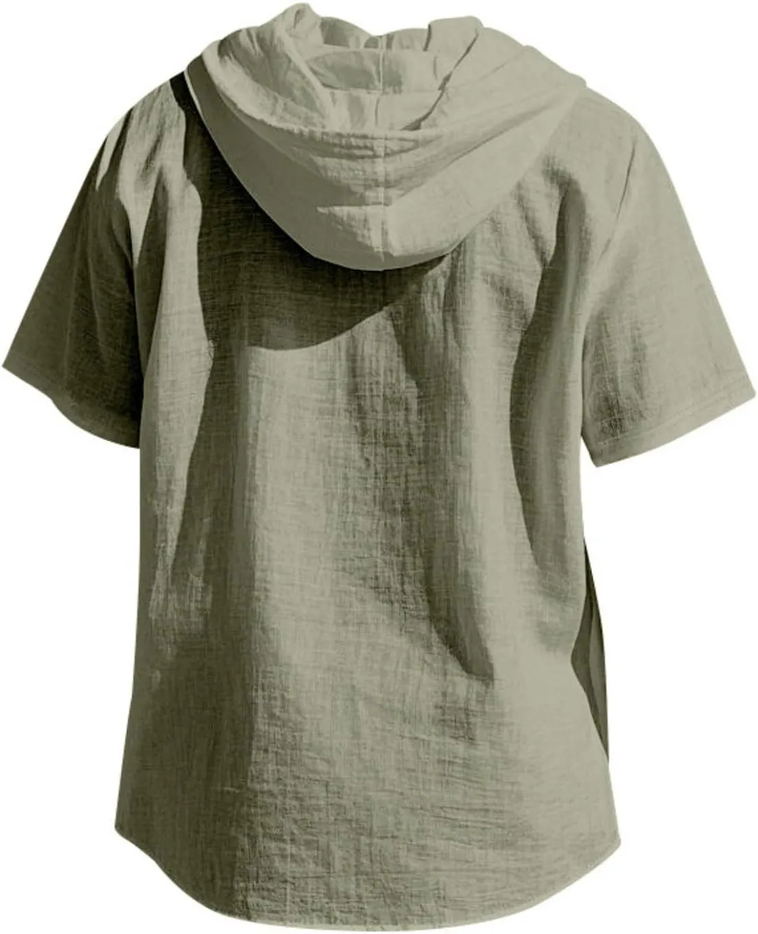 Mens Hoodies Linen Shirts Button Down Shirt Casual Hawaiian Beach Tops Lightweight Fashion Hoodie with Pocket