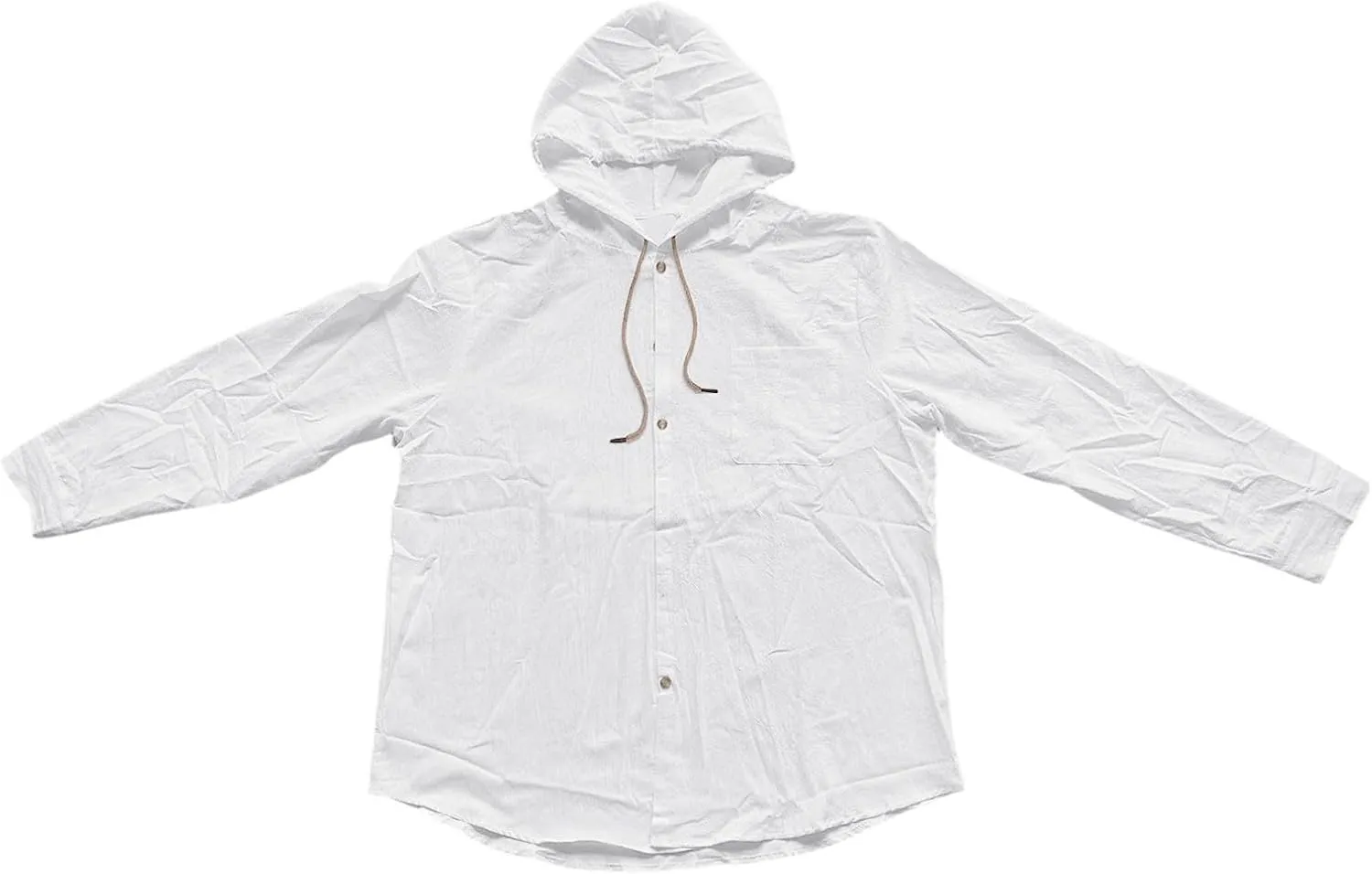 Mens Hoodies Linen Shirts Button Down Shirt Casual Hawaiian Beach Tops Lightweight Fashion Hoodie with Pocket