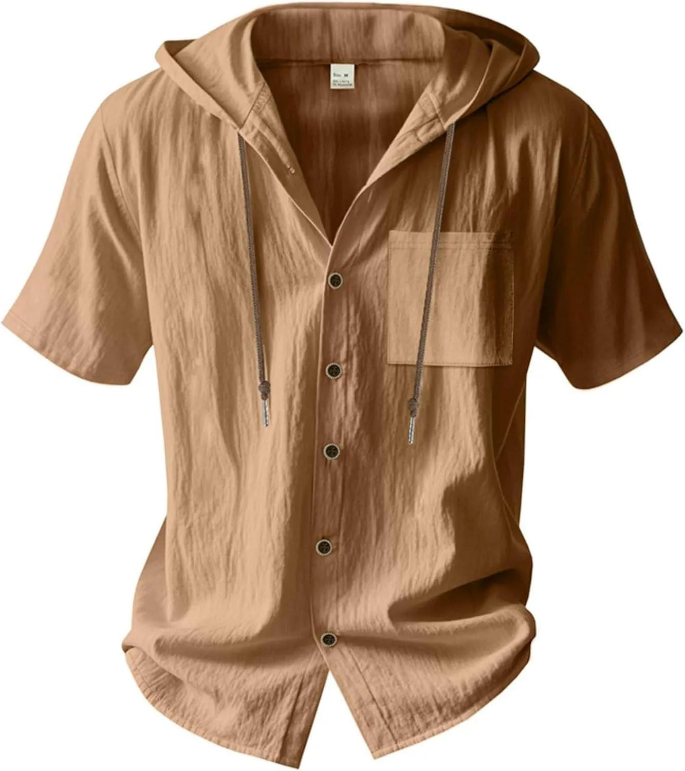 Mens Hoodies Linen Shirts Button Down Shirt Casual Hawaiian Beach Tops Lightweight Fashion Hoodie with Pocket