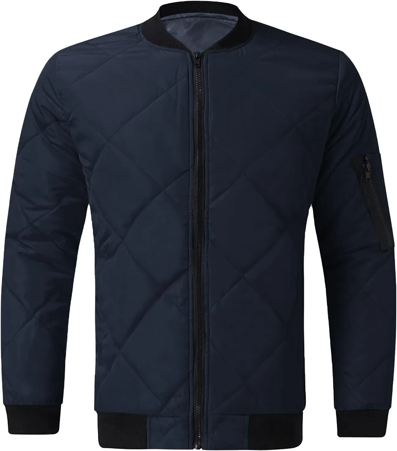 Men's Insulated Winter Coats Lightweight Full Zip Quilted Bomber Jackets Padded Puffer Coats for Travel Cold Weather