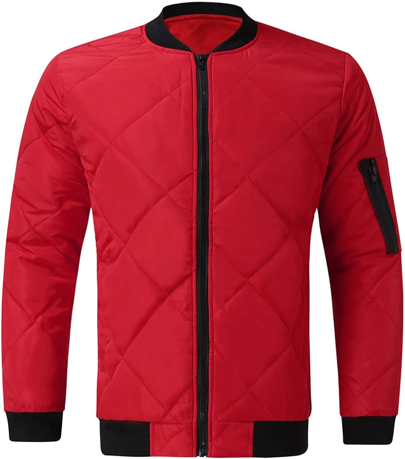Men's Insulated Winter Coats Lightweight Full Zip Quilted Bomber Jackets Padded Puffer Coats for Travel Cold Weather