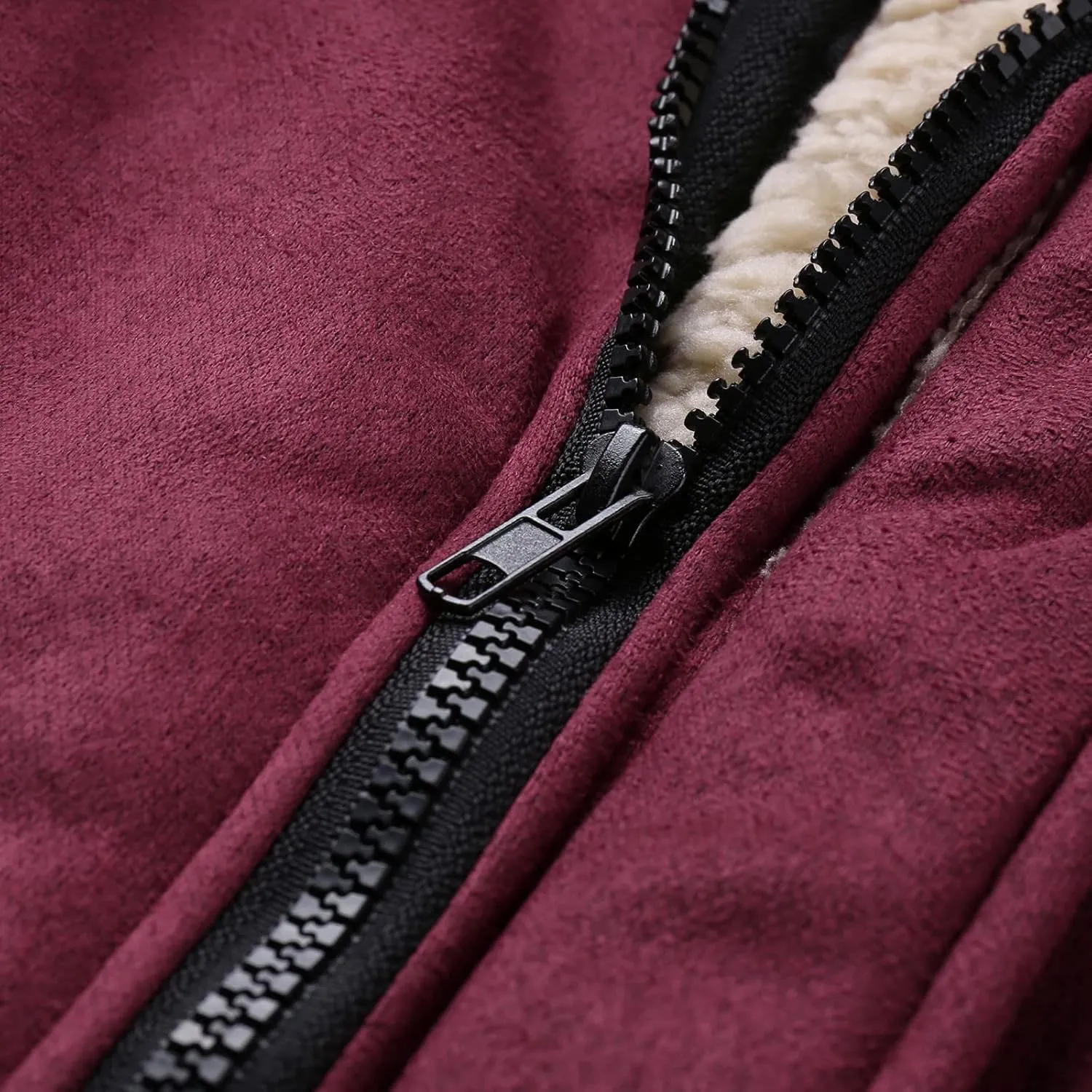 Mens Jacket Winter Fleece Lined Casual Lapel Jacket Coats Thick Thermal Zipper Jackets Outerwear with Multi Pockets