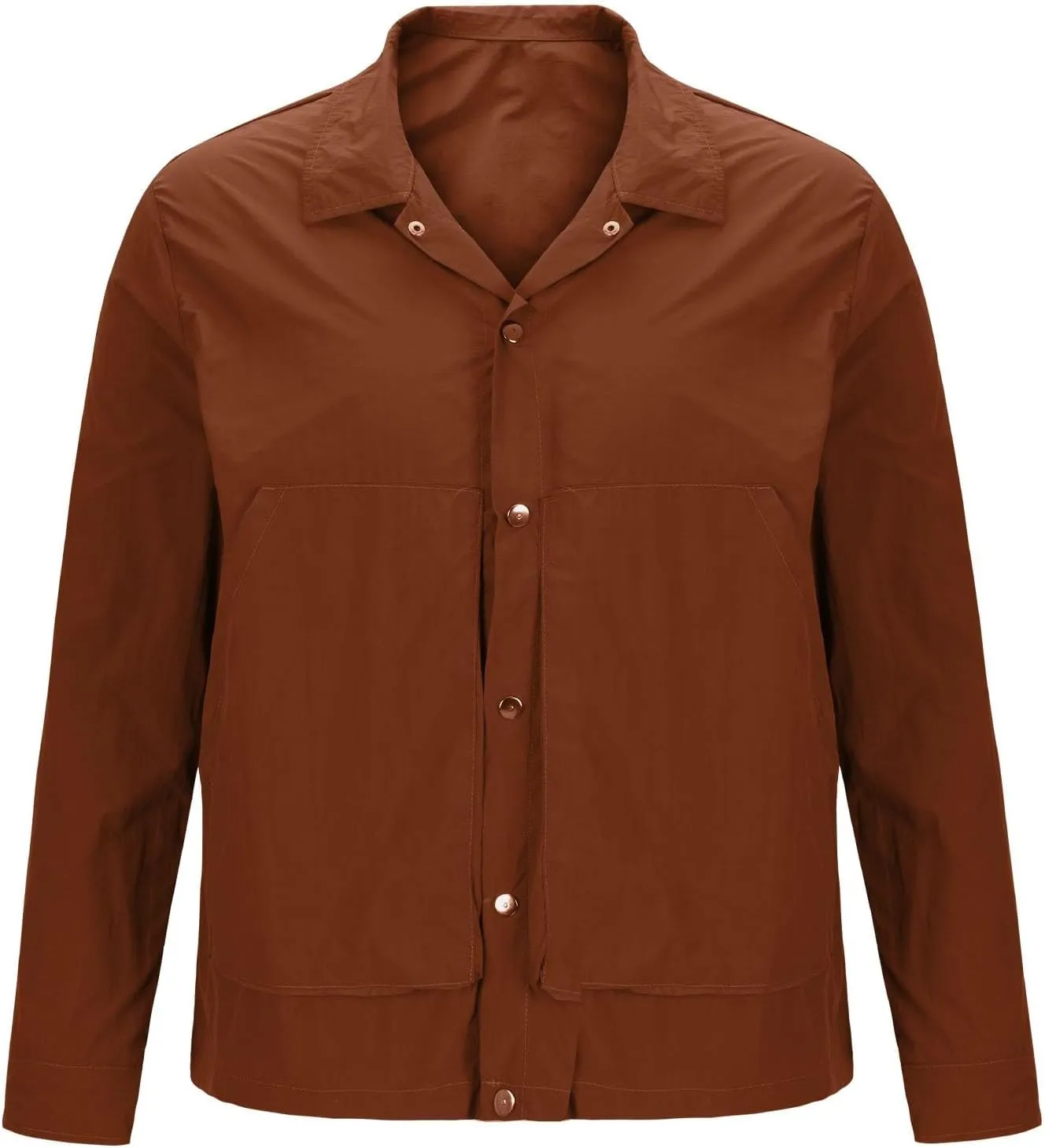 Men's Jackets Casual Long Sleeve Button down Color-Block Windbreaker Coats Lightweight Work Overshirts with Pockets