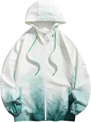 Mens Lightweight Windbreaker Jackets Outdoor Hooded Raincoat Jacket Casual Packable Travel Hiking Cycling Rain Jacket