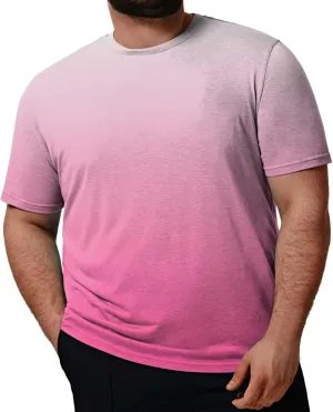 Men's Loose Fit Plus Size T-Shirt Short Sleeve Crewneck Gradient Ombre Color Graphic Tee Tops (Available in Big & Tall)