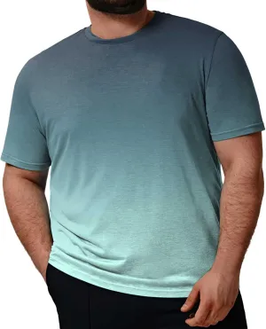 Men's Loose Fit Plus Size T-Shirt Short Sleeve Crewneck Gradient Ombre Color Graphic Tee Tops (Available in Big & Tall)