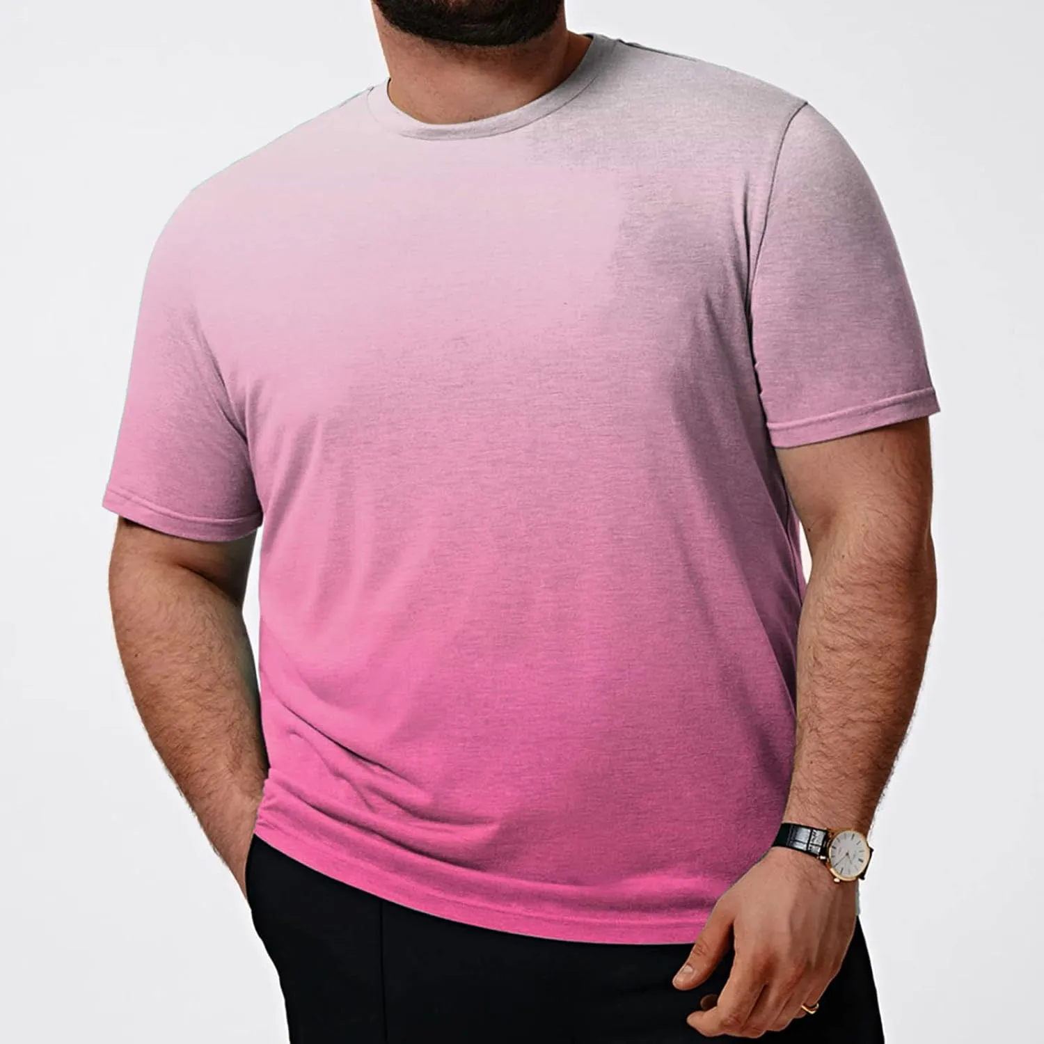 Men's Loose Fit Plus Size T-Shirt Short Sleeve Crewneck Gradient Ombre Color Graphic Tee Tops (Available in Big & Tall)