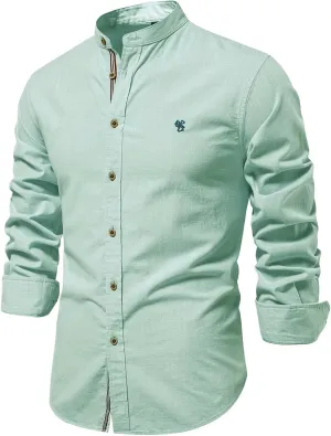 Men's Medium Blue Cotton Casual Button Down Long Sleeve Shirt