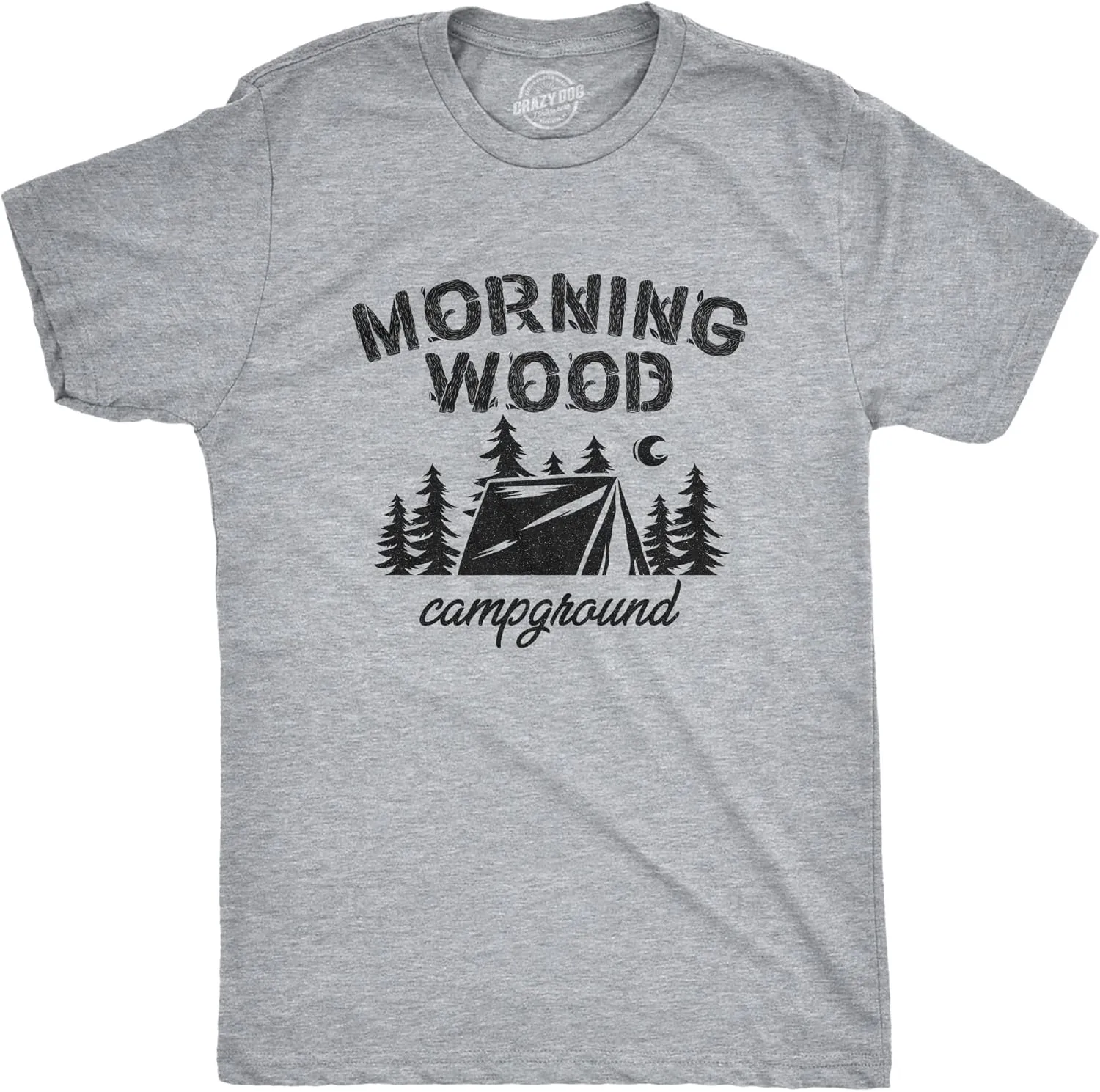 Mens Morningwood Campground T Shirt Funny Outdoor Adventure Boner Graphic Tee