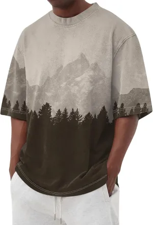 Men's Oversized Heavy Cotton T Shirts Short Sleeve Crew Neck Casual Loose Tie Dye Wash Vintage Tee Streetwear Tops