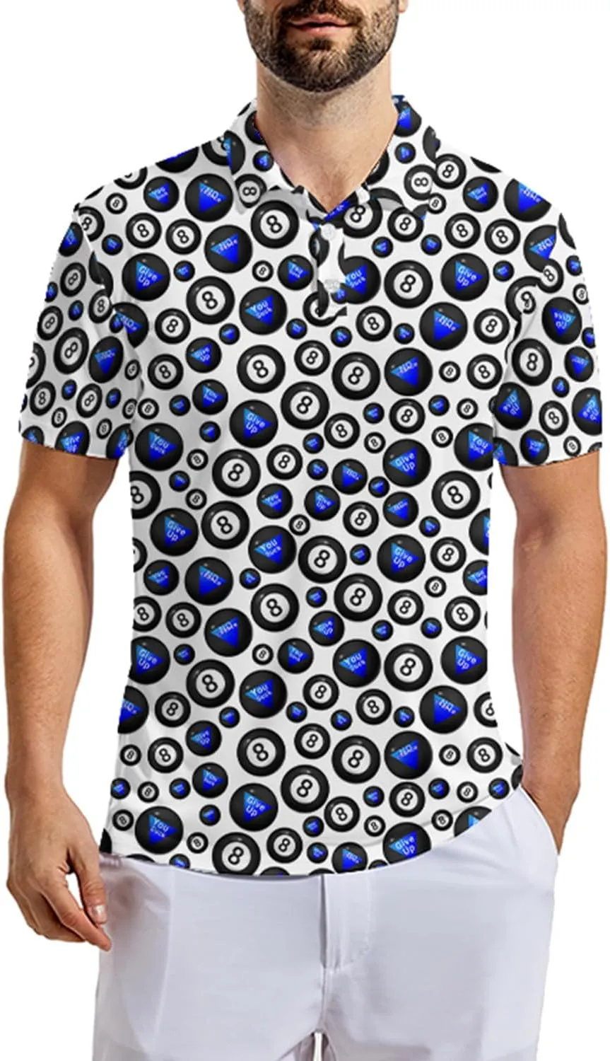 Mens Polo Shirts Short Sleeve Funny Printed Performance Moisture Wicking Quick Dry Mens Golf Shirts