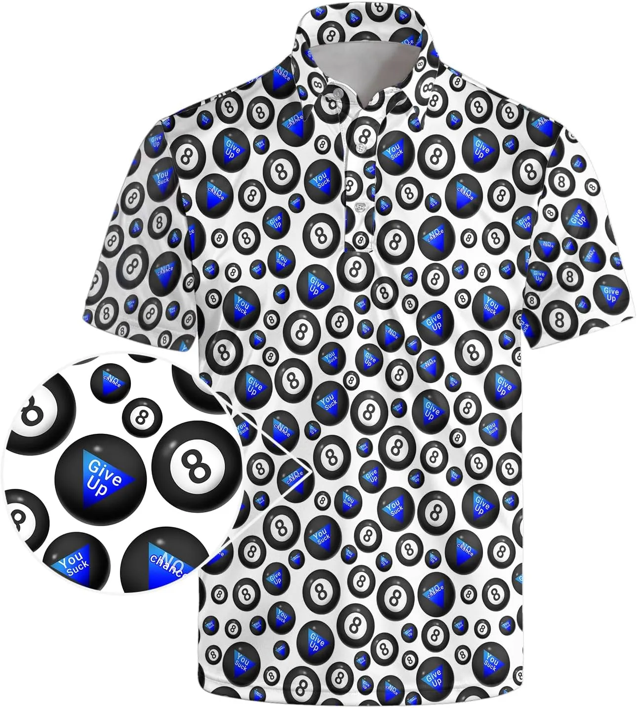 Mens Polo Shirts Short Sleeve Funny Printed Performance Moisture Wicking Quick Dry Mens Golf Shirts