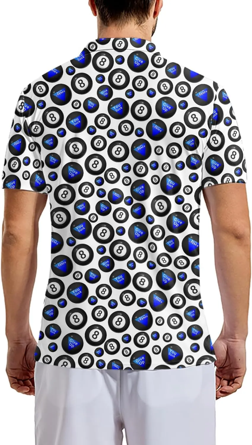 Mens Polo Shirts Short Sleeve Funny Printed Performance Moisture Wicking Quick Dry Mens Golf Shirts