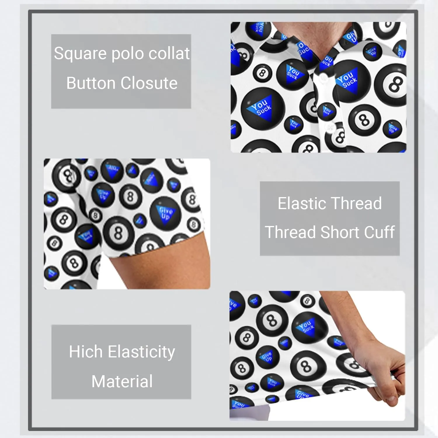 Mens Polo Shirts Short Sleeve Funny Printed Performance Moisture Wicking Quick Dry Mens Golf Shirts
