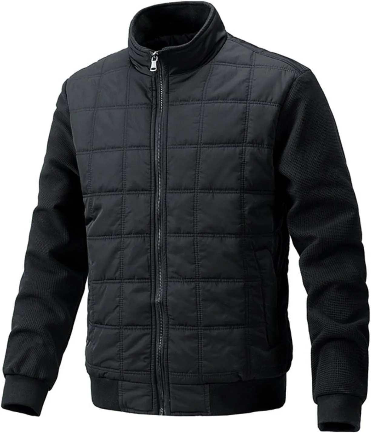 Mens Puffer Jacket Water Repellent Windproof Quilted Bomber Lightweight Hybrid Jacket for Hiking Running Skiing