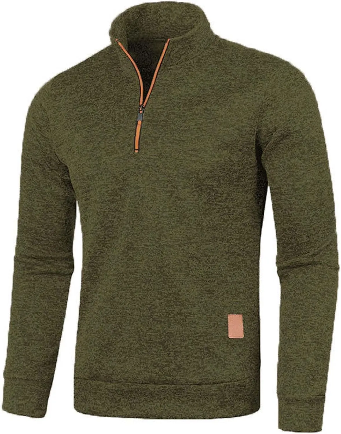 Men's Quarter Zip Thermal Fleece Lined Sweater,Winter Lightweight Soft Pullover Outdoor Athletic Lapel Sweatshirt
