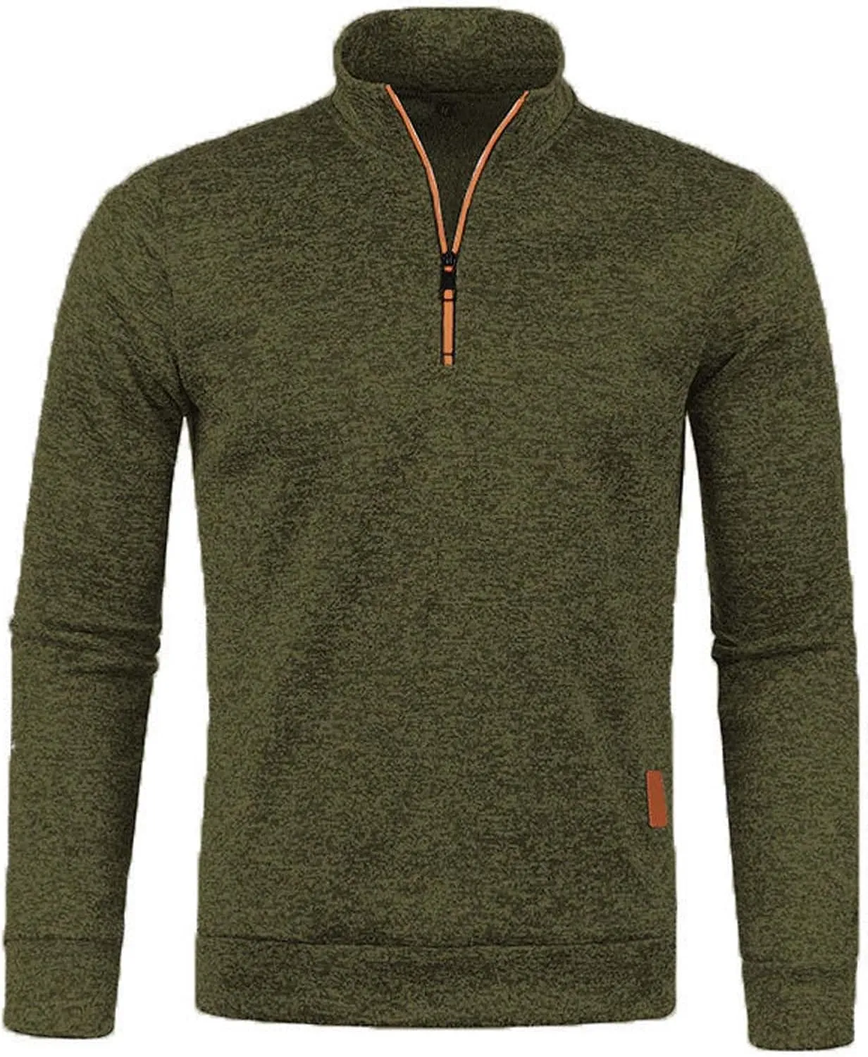 Men's Quarter Zip Thermal Fleece Lined Sweater,Winter Lightweight Soft Pullover Outdoor Athletic Lapel Sweatshirt