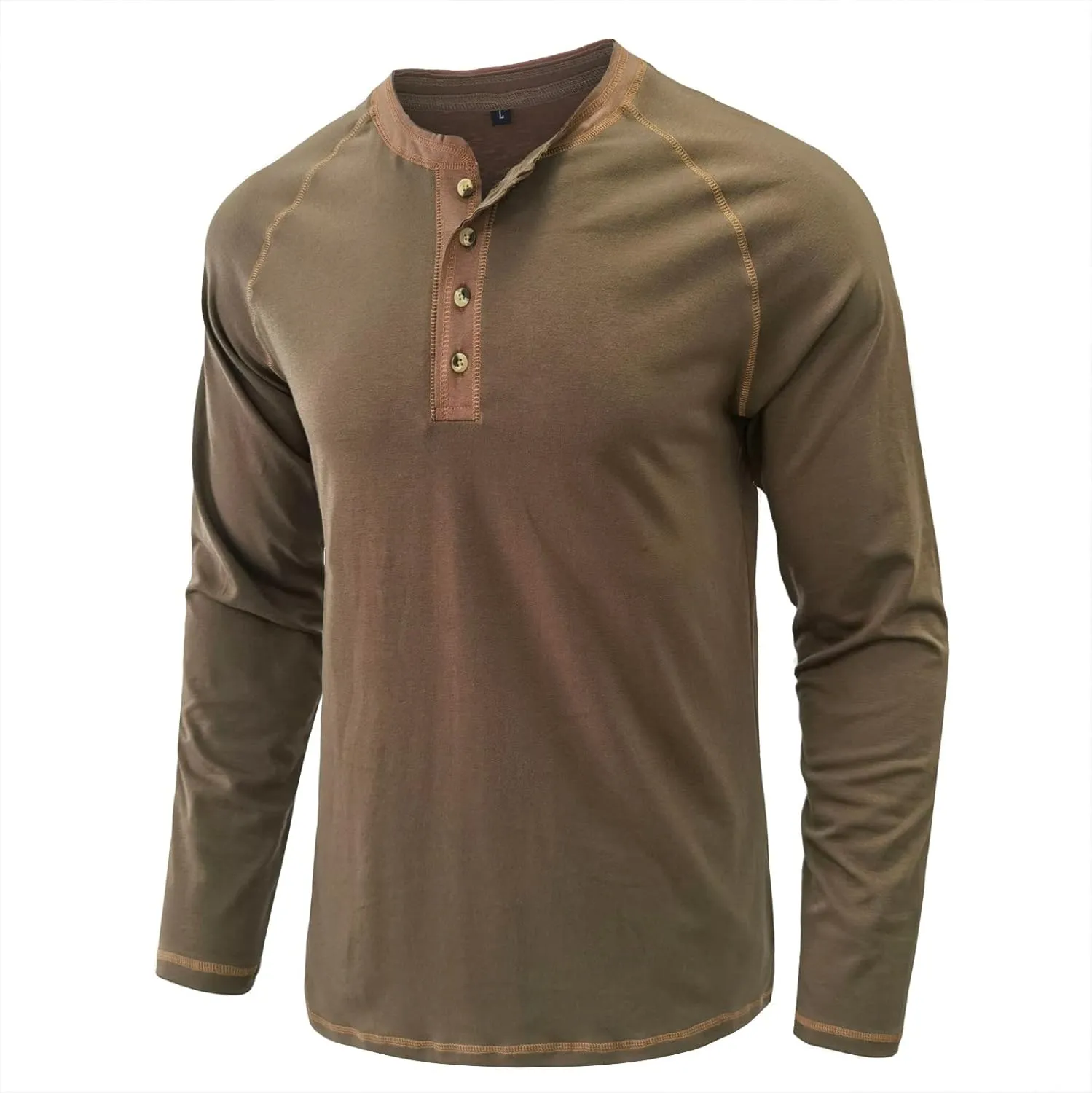 Mens Retro Henley Shirt Long Sleeve Henley T-Shirts for Men Casual Front Placket Spring Summer Business Office Basic Shirt