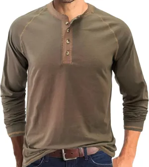 Mens Retro Henley Shirt Long Sleeve Henley T-Shirts for Men Casual Front Placket Spring Summer Business Office Basic Shirt