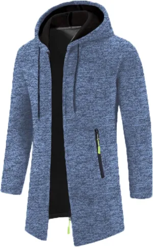 Men's Thicken Hooded Cardigan Sweater 2023 Winter Thermal Sweaters Coat Full Zip Quilted Jacket Business Casual Knit Outwear