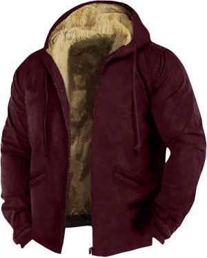 Mens Winter Heavyweight Fleece Sherpa Lined Warm Sweatshirt Big And Tall Zip Up Hoodie Jackets