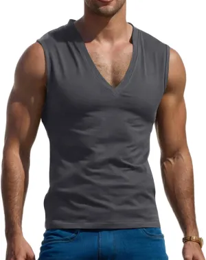 Mens Workout Tank Tops Sleeveless V Neck Undershirt Breathable Athletic Tops Tactical Shirt Muscle T Shirts Casual