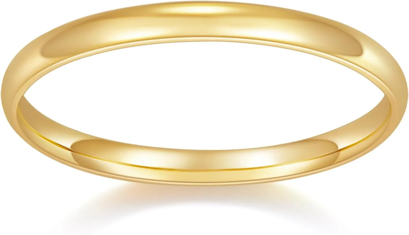 MINDDHA 14K Gold Plated Rings for Women, Wedding BandStackable, Knuckle, Dainty Thumb & Pinky Rings, Non Tarnish, Silver Rings, Gold Rings for Women 2mm 4mm 6mm Band Sizes 4-12